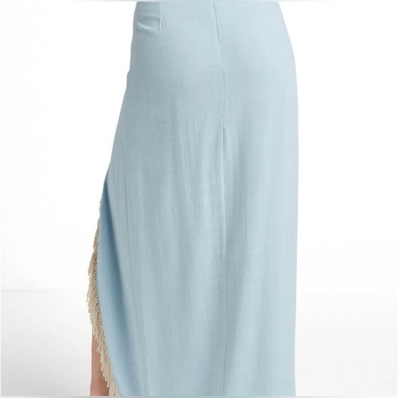 VENUS Light Blue Midi Skirt with Fringe - Picture 2 of 4